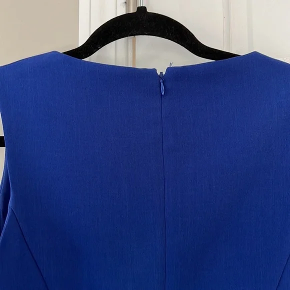 Anne Klein Sleeveless Blouse Peplum Drape Asymmetrical Detail Royal Blue - Picture 4 of 4